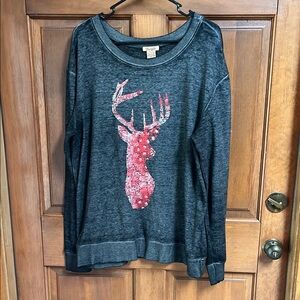 Wrangler Women's Gray Deer Print Long sleeve Top Size XXL